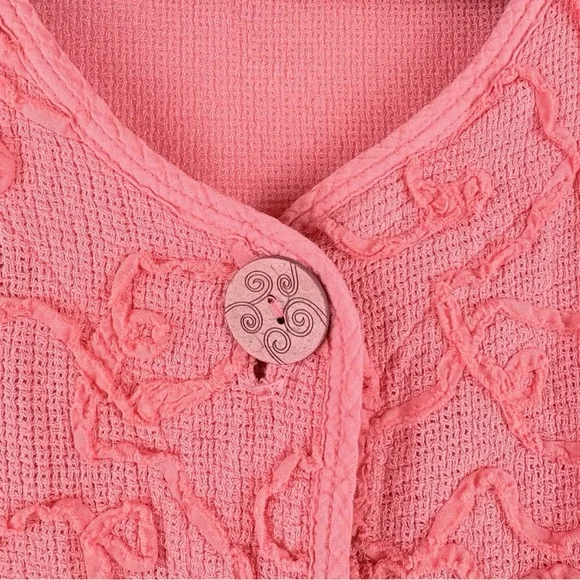 Focus Casual Life Top Womens Large Gauze Lagenlook Artsy Pink Pockets Cardigan - Picture 5 of 8